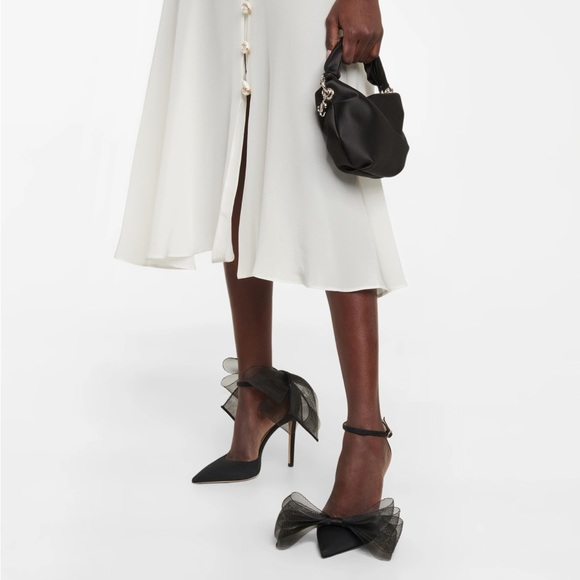 NWT Jimmy Choo Averly 100 black bow trimmed pumps - Picture 3 of 3